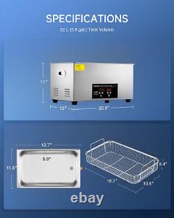 Digital Ultrasonic Cleaner 22L Stainless Steel 40kHz Cleaning Rust Oil Tarnish