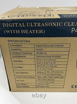 ISONIC Ultrasonic Cleaner P4820 with Heater & Plastic Tray, 110V NEW