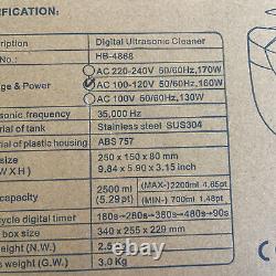 Industrial Grade 160 Watts 2.5 Liters Digital Heated Ultrasonic Cleaner HB-4868