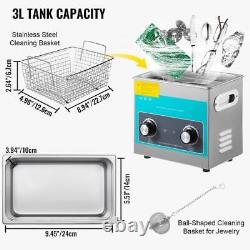 NEW Knob Ultrasonic Cleaner 3L Ultrasonic Cleaning Machine with Heater and Timer