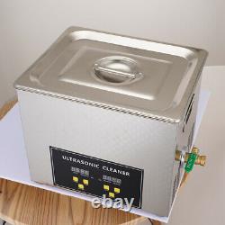 New 10L Industry Ultrasonic Cleaner Cleaning Equipment with Timer Heater USA