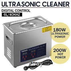 New Digital 6L Stainless Steel Ultrasonic Cleaner Industry Heated Heater withTimer