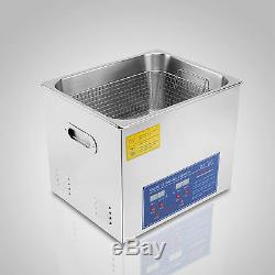 New Stainless Steel 10 L Liter Industry Heated Ultrasonic Cleaner Heater withTimer