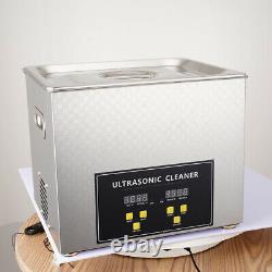 New Stainless Steel 10L Industry Heated Ultrasonic Cleaner Heater Timer Device