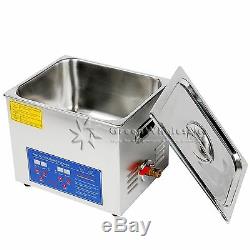 New Stainless Steel 10L Industry Heated Ultrasonic Cleaner Heater withTimer