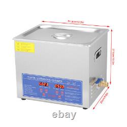 New Stainless Steel 10L Liter Industry Heated Ultrasonic Cleaner Heater Timer US