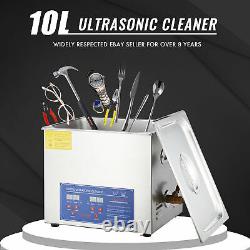 New Stainless Steel 10L Liter Industry Heated Ultrasonic Cleaner Heater withTimer