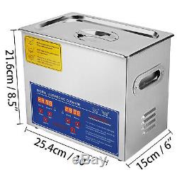 New Stainless Steel 3L Industry Heated Ultrasonic Cleaner Heater Timer