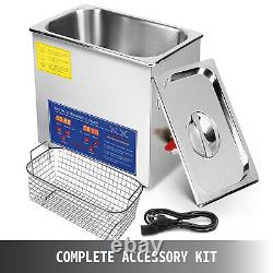 New Stainless Steel 6 Liter Industry Heated Ultrasonic Cleaner withTimer
