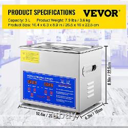 Professional Ultrasonic Cleaner, Easy to Use with Digital Timer & Heater, Stainl