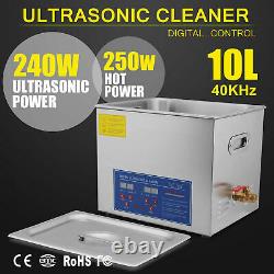 Stainless Steel 10 L Liter Industry Heated Ultrasonic Cleaner Heater withTimer US