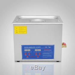 Stainless Steel 10L Liter Industry Heated Ultrasonic Cleaner Heater with Timer HOT