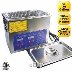 Stainless Steel 3L Heated Ultrasonic Cleaner with Timer Heater Can/US Approved