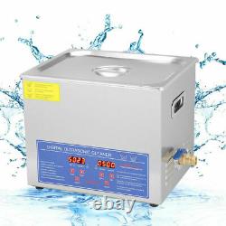 Stainless Steel Industry Ultrasonic Cleaner 10L Heated Heater withTimer US
