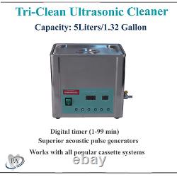 Tri-Clean Counter-Top Ultrasonic Cleaner with Heat, Stainless steel, 5 Liter
