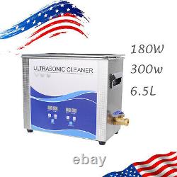 US Sale Stainless Steel 6.5L Industry Ultrasonic Cleaner Heated Heater withTimer
