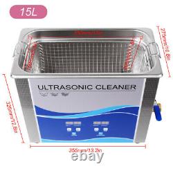 US Sale Stainless Steel 6.5L Industry Ultrasonic Cleaner Heated Heater withTimer