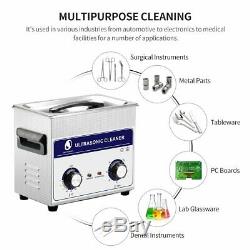 Ultrasonic 3.2L Cleaner Stainless Steel Ultra Sonic Tank Bath Cleaning Timer US