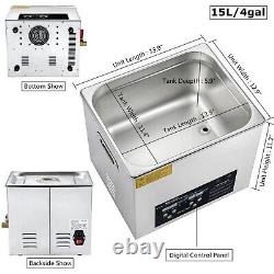 Ultrasonic Cleaner 15L, Ultra Sonic Cleaner with Digital Timer and Heater for