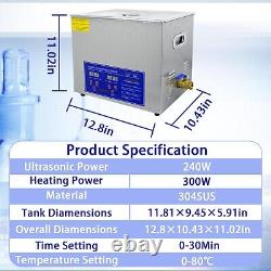 Ultrasonic Cleaner 2.5 Gal Professional Ultrasonic Cleaner 110V 10L 40kHz