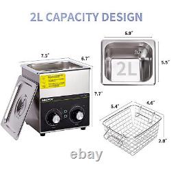 Ultrasonic Cleaner 2L with Timer & Heater 40HZ for Jewelry Watch Ring Coin Diamond