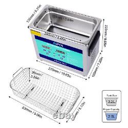 Ultrasonic Cleaner 3.2L Liter Stainless Steel Industry Heated Heater withTimer US