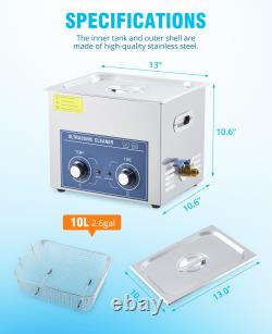 Ultrasonic Cleaner 6/10/15/30L Cleaning Equipment With Timer Heating 800W 40KHZ US