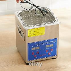 Ultrasonic Cleaner with Heater Timer, 60W 2L Stainless Steel Jewelry Cleaner for