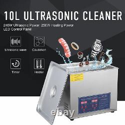 Ultrasonic Sonic Cleaner 10L 2.6Gal Capacity 304SS Tank 110V Ultrasonic Digital