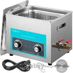 VEVOR 10L 240W Ultrasonic Cleaner Stainless Steel Knob Control with Heater & Timer
