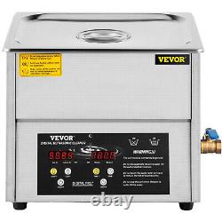 VEVOR 10L Ultrasonic Cleaner 50KHz Industy Stainless Equipment 490WHeated Timer