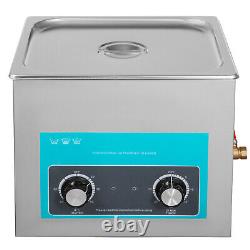 VEVOR 10L Ultrasonic Cleaner 640W Stainless Steel Knob Control with Heater &Timer