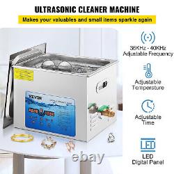 VEVOR 15L Ultrasonic Cleaner Jewelry Cleaning Machine with Digital Timer & Heater