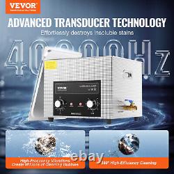 VEVOR 15L Ultrasonic Cleaner with Heater Timer & Basket Digital Sonic Machine