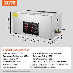 VEVOR 22L Ultrasonic Cleaner with Timer Heating Machine Digital Sonic Cleaner