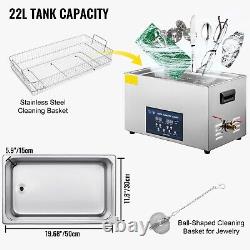 VEVOR 28/40khz Stainless Steel Ultrasonic Cleaner 22L Digital Cleaning Machine