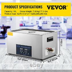 VEVOR 30L Ultrasonic Cleaner 28/40kHz Cleaning Equipment Industry Heater withTimer
