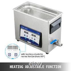VEVOR 6.5L Ultrasonic Cleaner 90/180W Jewelry Glasses Lab Degas Heater withTimer