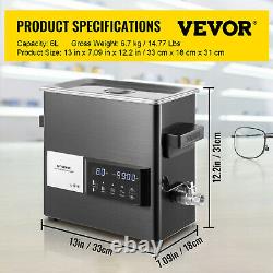 VEVOR 6L Ultrasonic Cleaner Touch Cleaning Equipment Industry with Timer & Heater