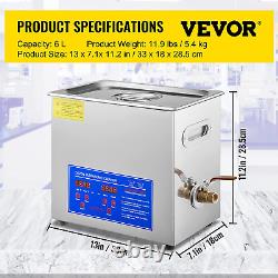 VEVOR Commercial Ultrasonic Cleaner 6L Professional Ultrasonic Cleaner 40kHz