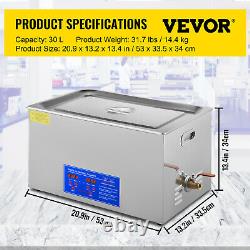 VEVOR New 30L Ultrasonic Cleaner Stainless Steel Industry Heated withTimer