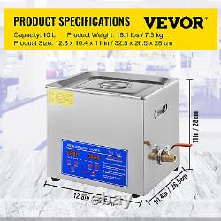 VEVOR Professional Ultrasonic Cleaner 10L/2.5 Gal, Easy to Use with Digital Time