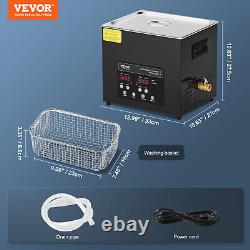 VEVOR Ultrasonic Cleaner 10L Cleaning Machine with Timer Heater & Basket 240W