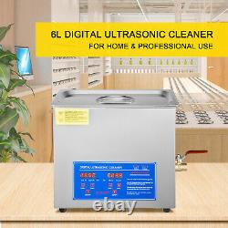 VEVOR Ultrasonic Cleaner 6L Cleaning Equipment Liter Industry Heated with Timer