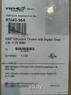 VWR 97043-964 Ultrasonic Cleaner, 2.8 L, 24Lx14Wx10D cm, Digital Timer and Cover