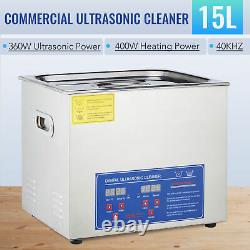 15l Qt Ultrasonic Cleaner 400w Pièces Industrielles Chauffantes Numériques Avec Minuterie Et Chauffage