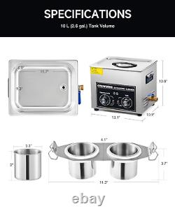 CREWORKS 10L Nettoyeur Ultrasonique à Fentes Multiples, Machine de Nettoyage Ultrasonique avec 2 Fentes