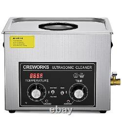 CREWORKS Machine de Nettoyage Ultrasonique en Acier Inoxydable 15L avec Modes Degas et Doux