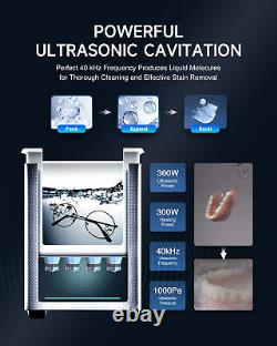 CREWORKS Machine de Nettoyage Ultrasonique en Acier Inoxydable 15L avec Modes Degas et Doux