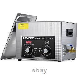 CREWORKS Nettoyeur Ultrasonique 15L avec Modes Degas & Doux, Chauffage de 300W Commande par Bouton